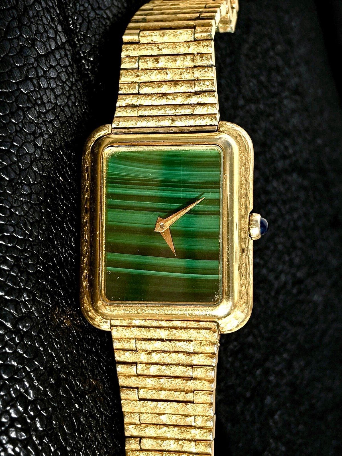 Rare Waltham Maxim Customized Malachite Dial Golden Watch with Original Bracelet