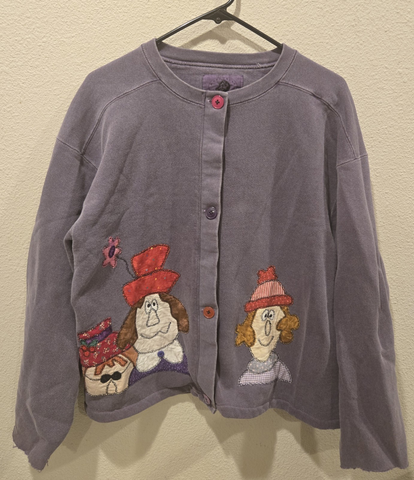 Handmade Upcycled Whimsical Jacket Red Hat Ladies Appliques  XL