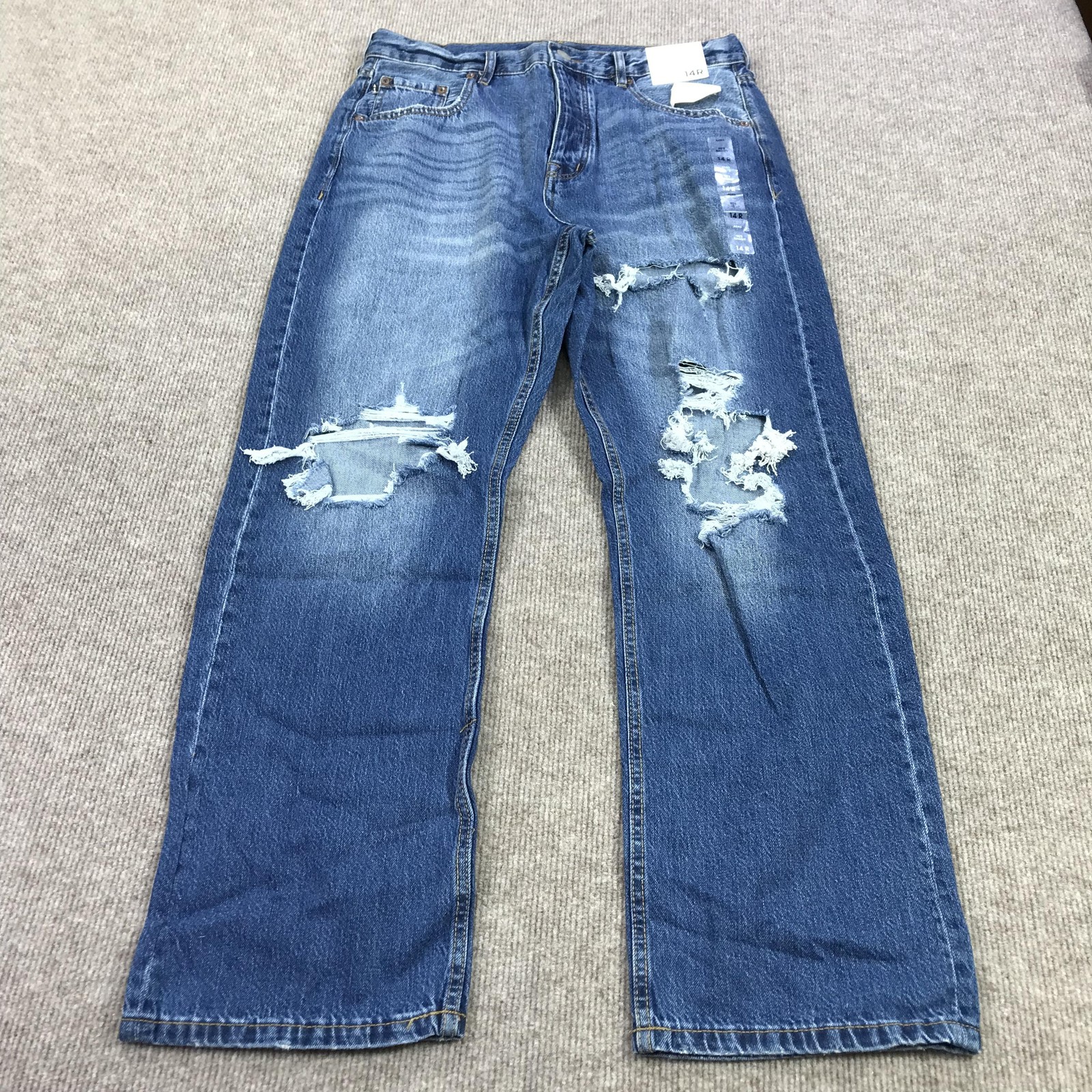Aeropostale 90s Baggy Wide Leg Jeans Womens 14R Blue Distressed Denim Pants