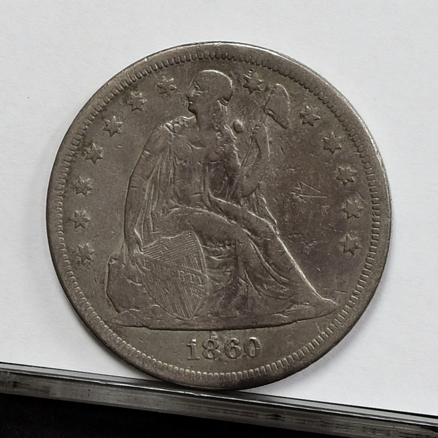 1860-O Liberty Seated Dollar - Fine Details, Many Nicks (#64149-L)