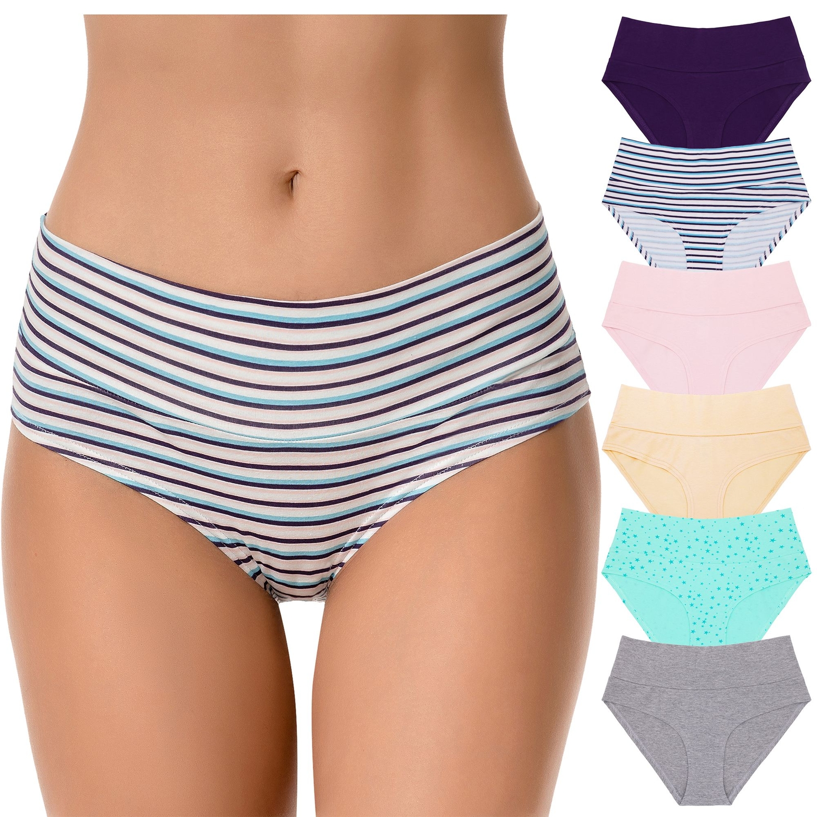 Curve Muse Women's 100% Cotton Bikini Briefs Panties Underwear 6 Pack