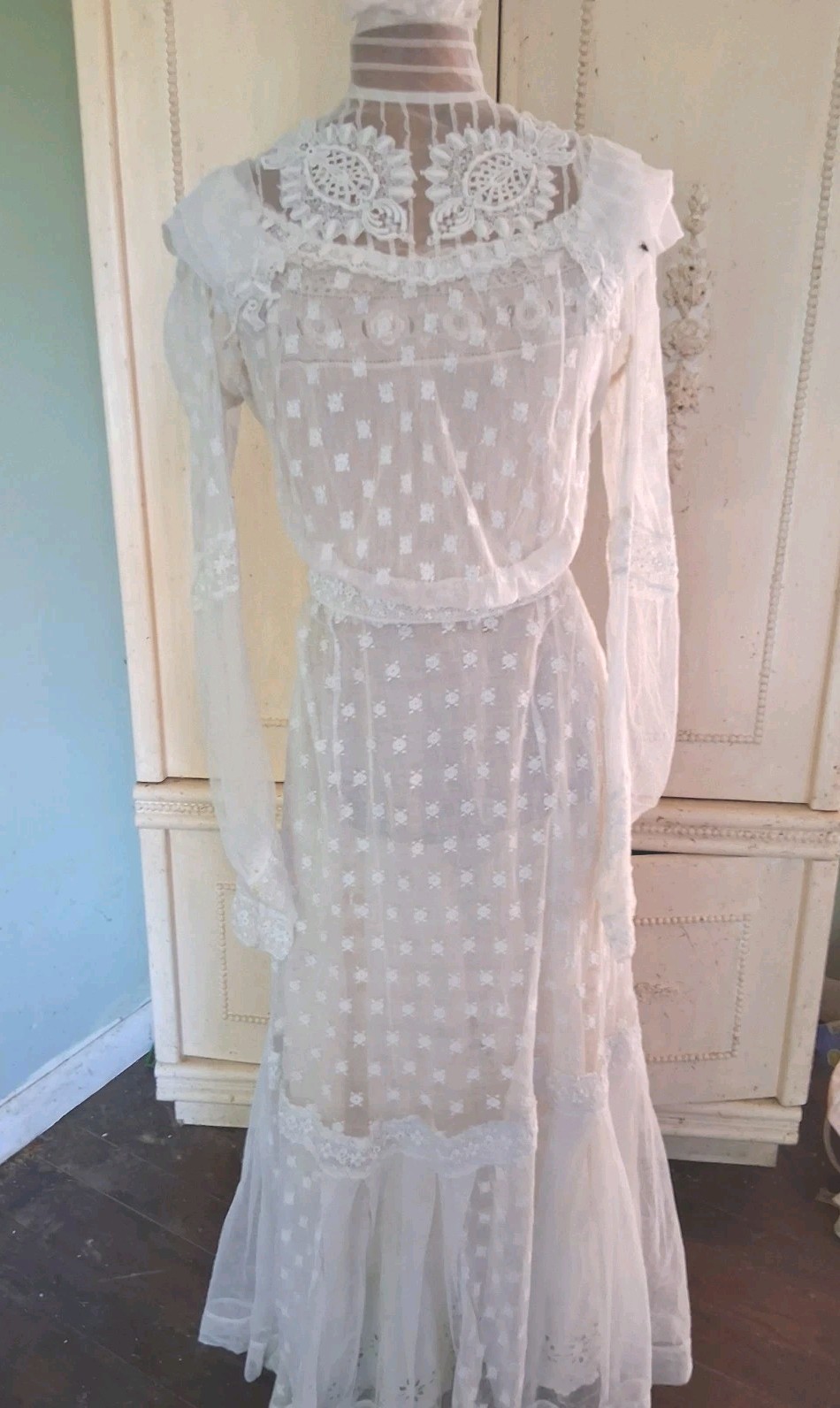 Antique 1900 White Net Dress
