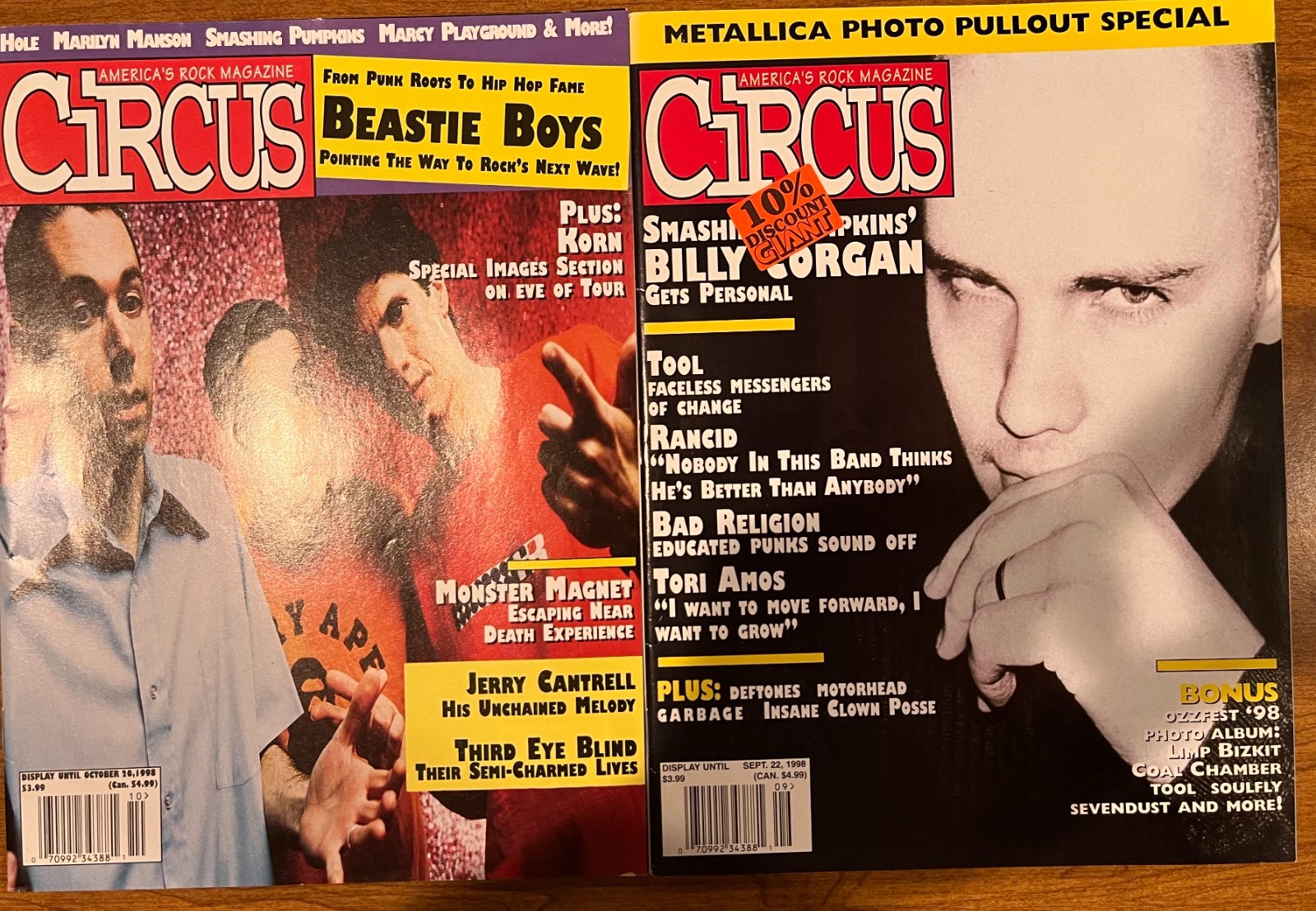 2-Circus Magazine September October 1998 Ozzfest Beastie Boys w/Trading Cards