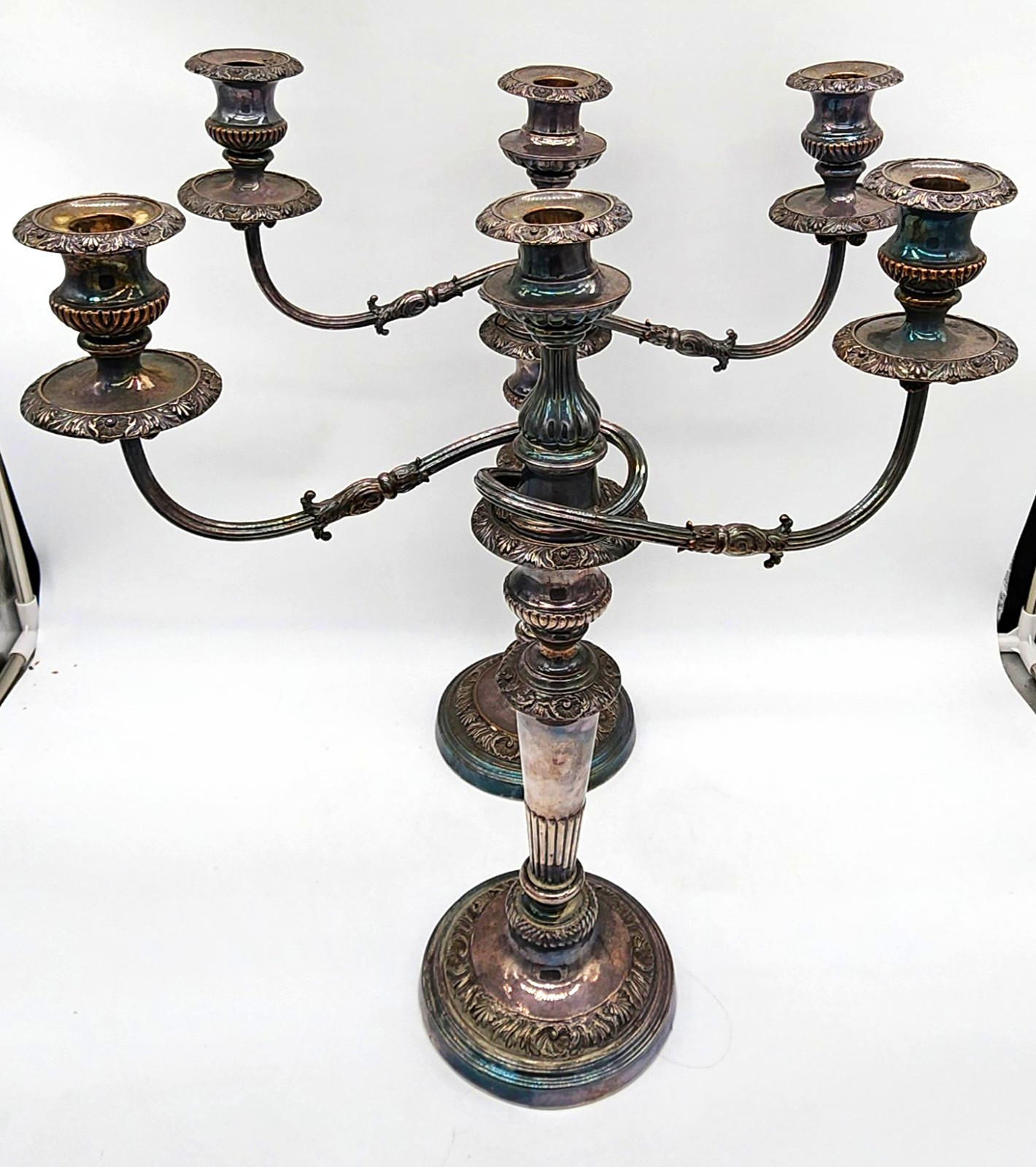 2 Vintage Silver Plate 3-Light Candelabra 19