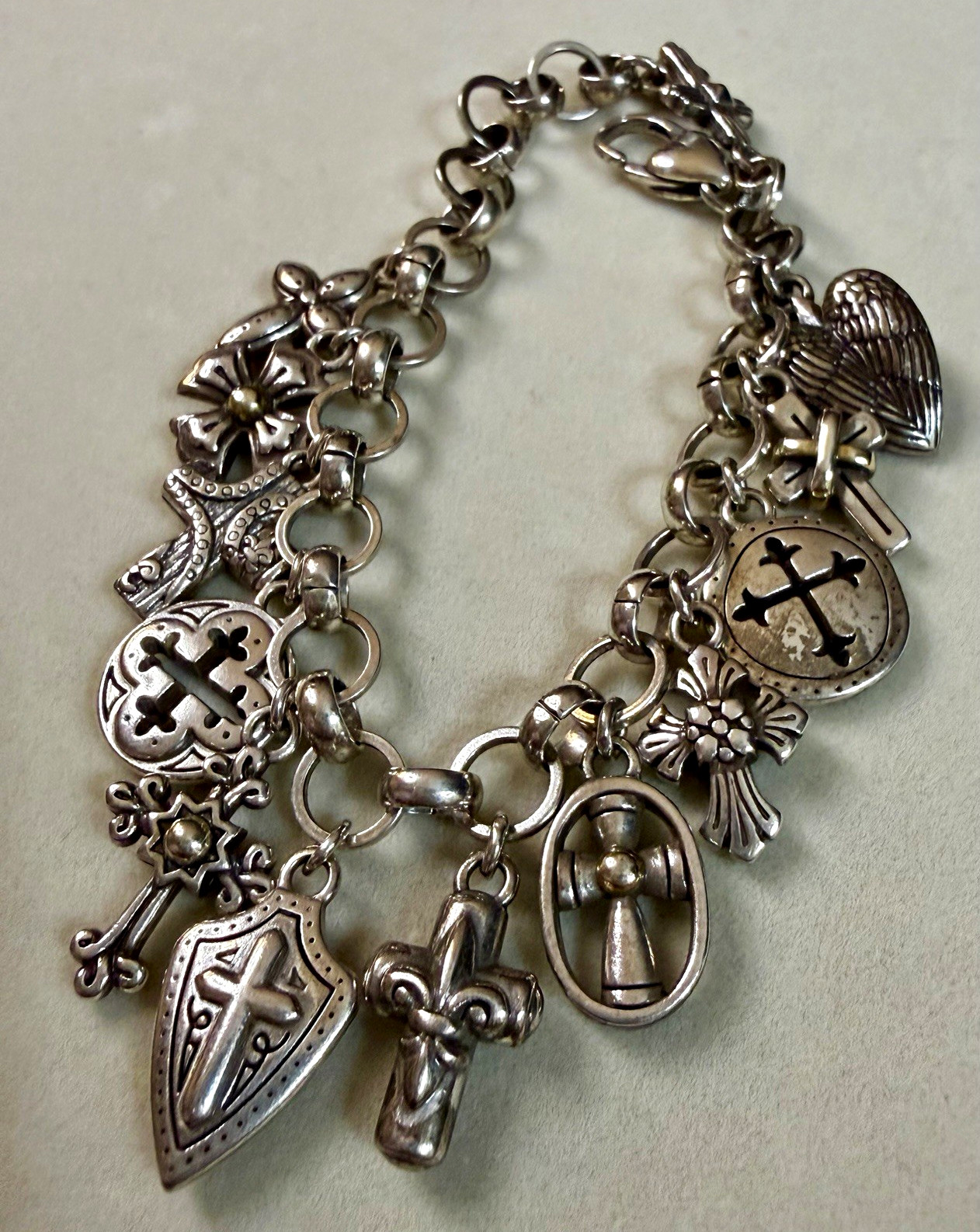 Brighton Sanctum Crosses of the World Silver Plated Charm Bracelet