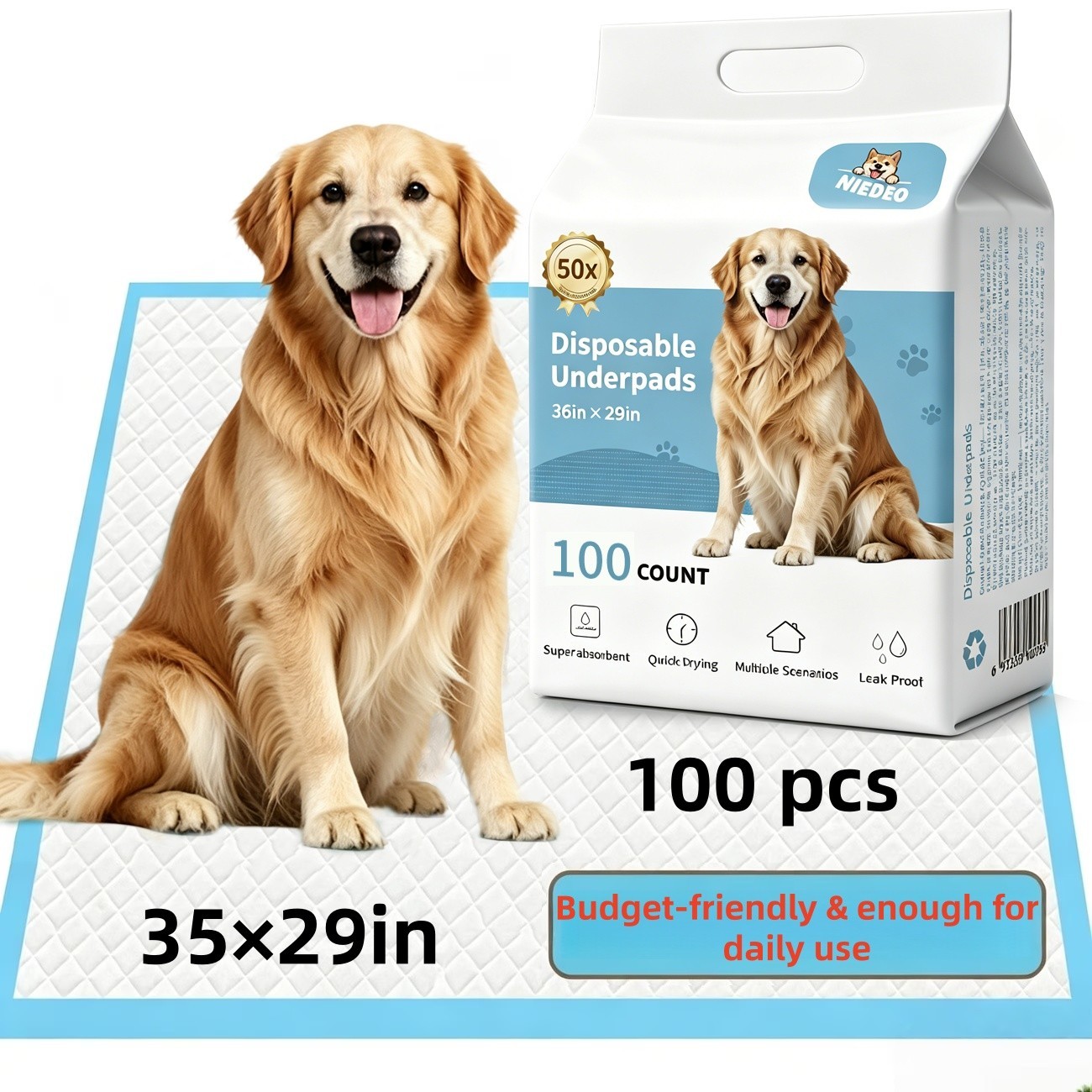 35*29inch  Super Absorbent & Leak-Proof  Thicken Quick Dry  Puppy  Pee Pads