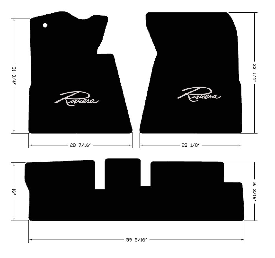 NEW 1966-1970 Black Floor mats Buick Riviera embroidered logo emblem Full Set 3