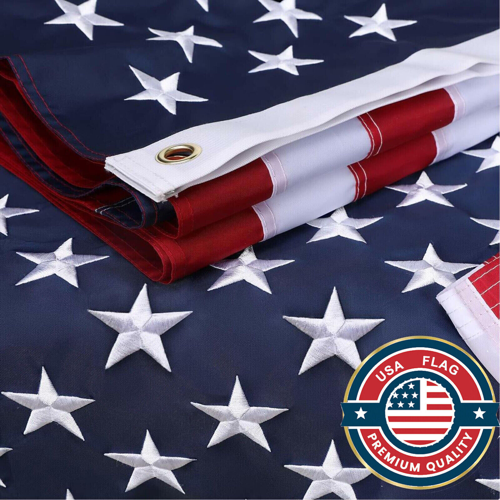 US American Flag Heavy Duty Luxury Embroidered Stars Sewn Stripes Grommets Nylon US American Flag Heavy Duty Luxury Embroidered Stars Sewn Stripes Grommets Nylon