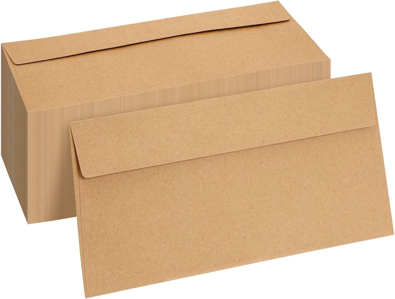 100 Pack Bulk #10 Brown Envelopes with Gummed - 4-1/8 x 9-1/2 In, 