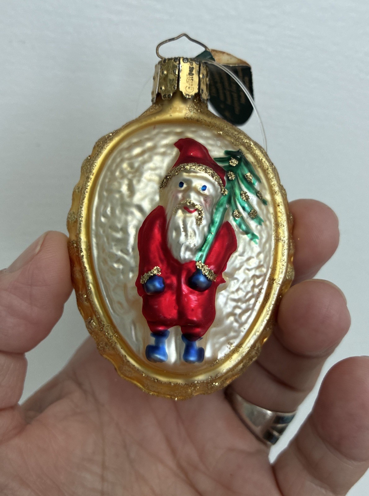 Vintage Christborn Mouth Blown Glass SANTA Ornament Germany