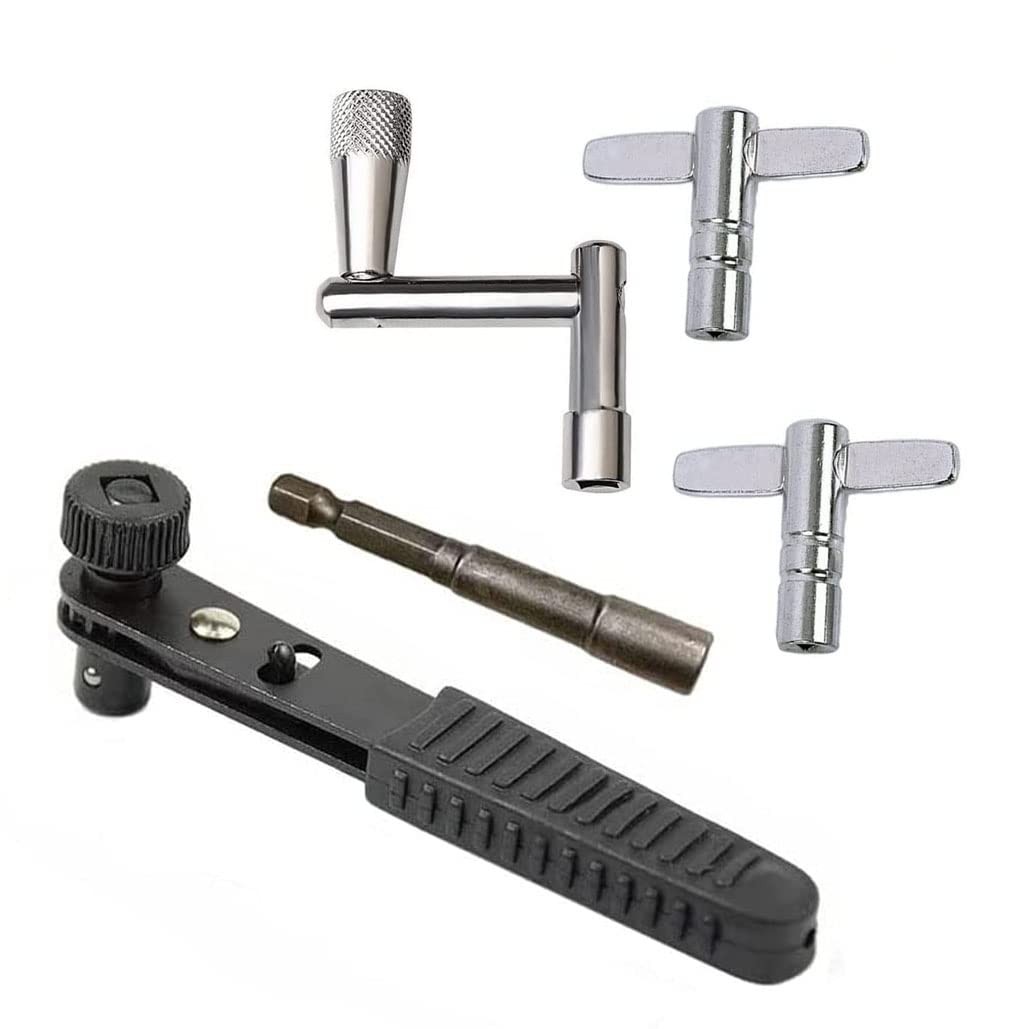 Drum Keys 5 Pack Chrome Steel Construction Standard Drum Keys with Ratchet To...