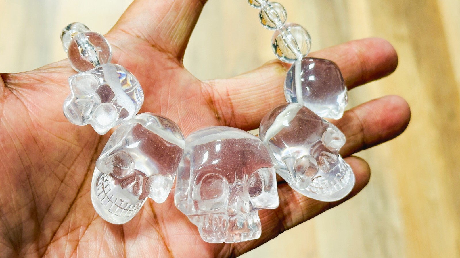 Clear Skull Necklace Crystal kreepsville 666  Skull Collection Necklace Black