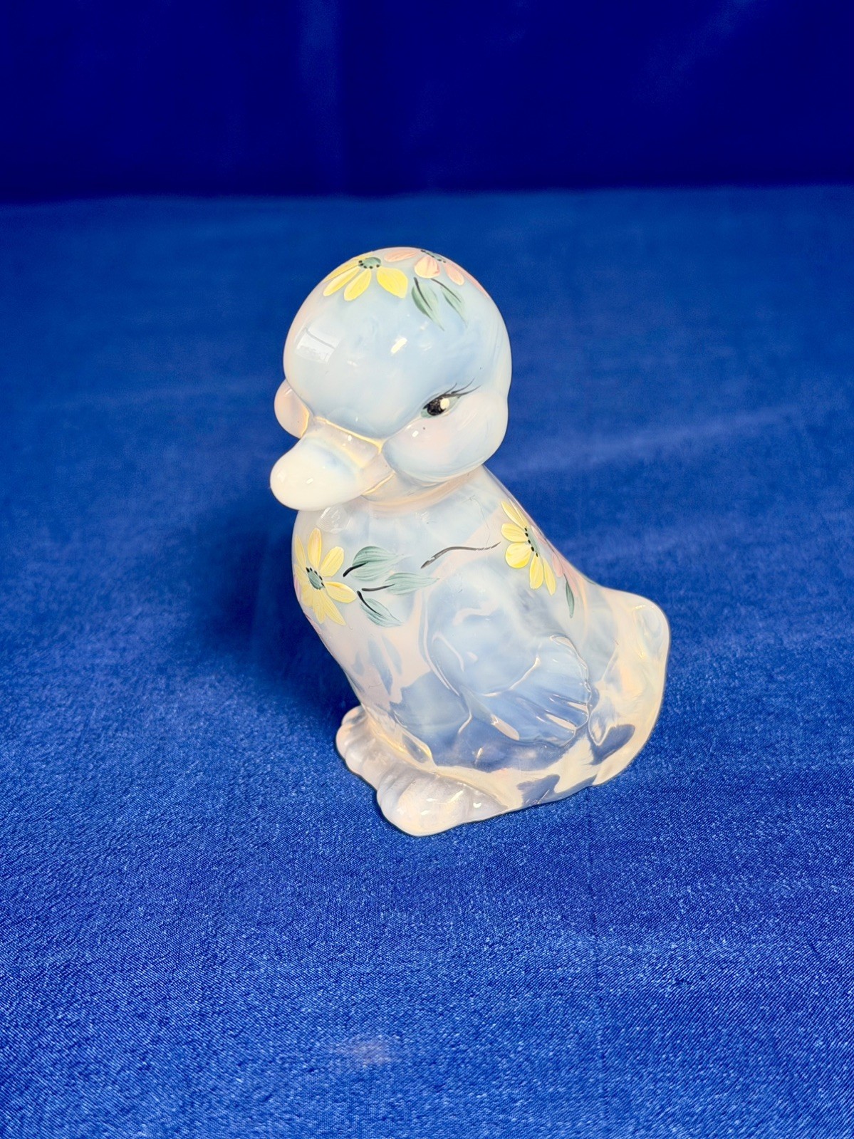 Vtg Fenton French Opalescent Art Glass Duckling Duck Figurine Floral Flower Vtg Fenton French Opalescent Art Glass Duckling Duck Figurine Floral Flower