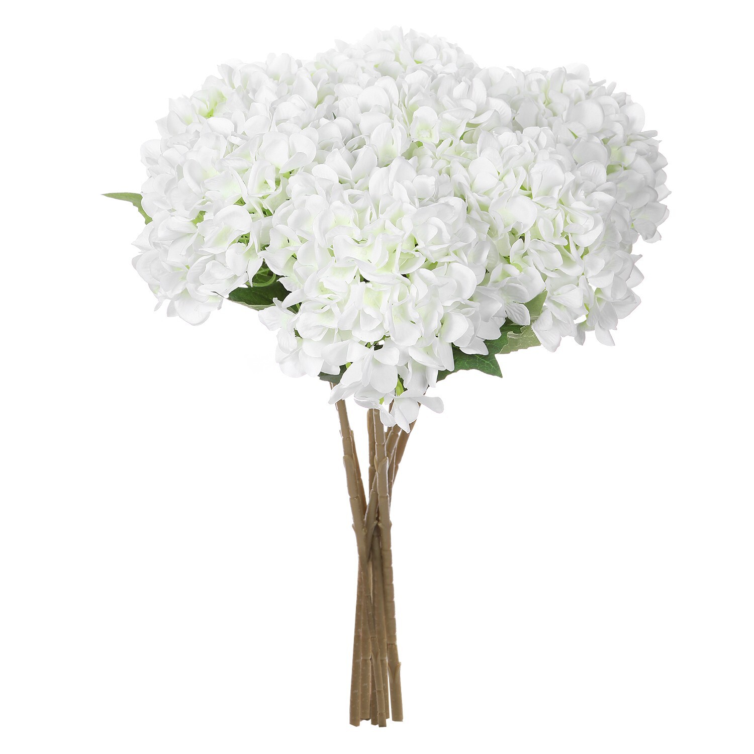 EZFLOWERY 5 Pcs Artificial Silk Hydrangea Flowers 18\'\' Bouquet Arrangement White
