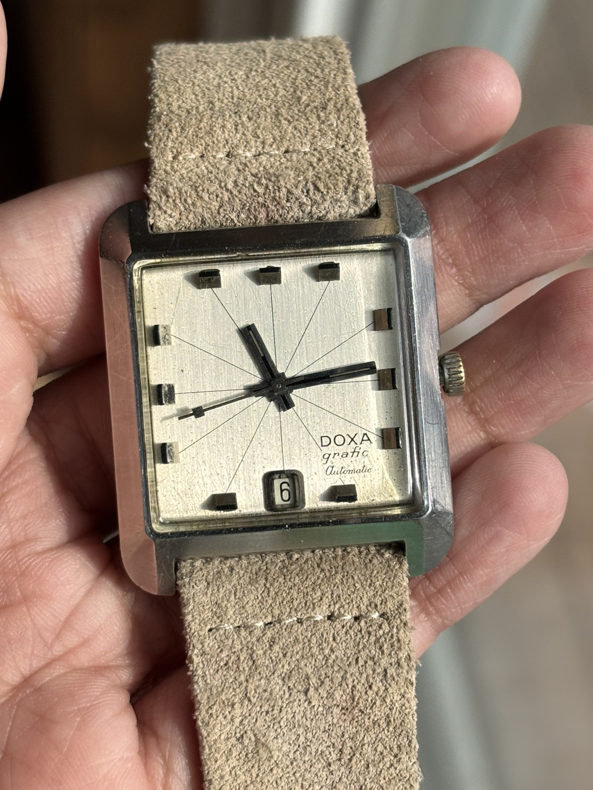 Superb original vintage 1960\'s Doxa Grafic automatic square cased tank watch