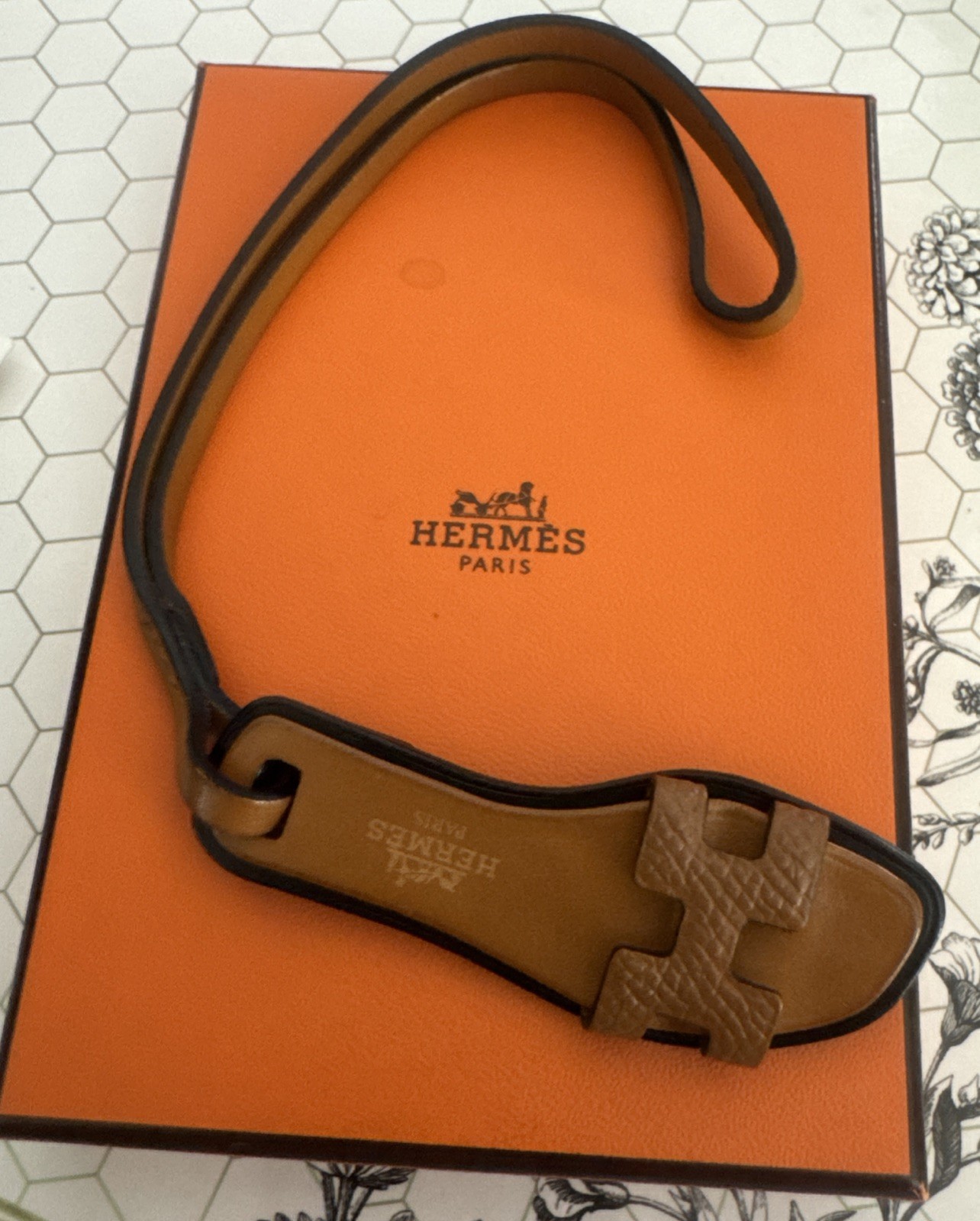 Authentic Hermes Oran Nano Charm Sandal Bag Charm Gold Epsom