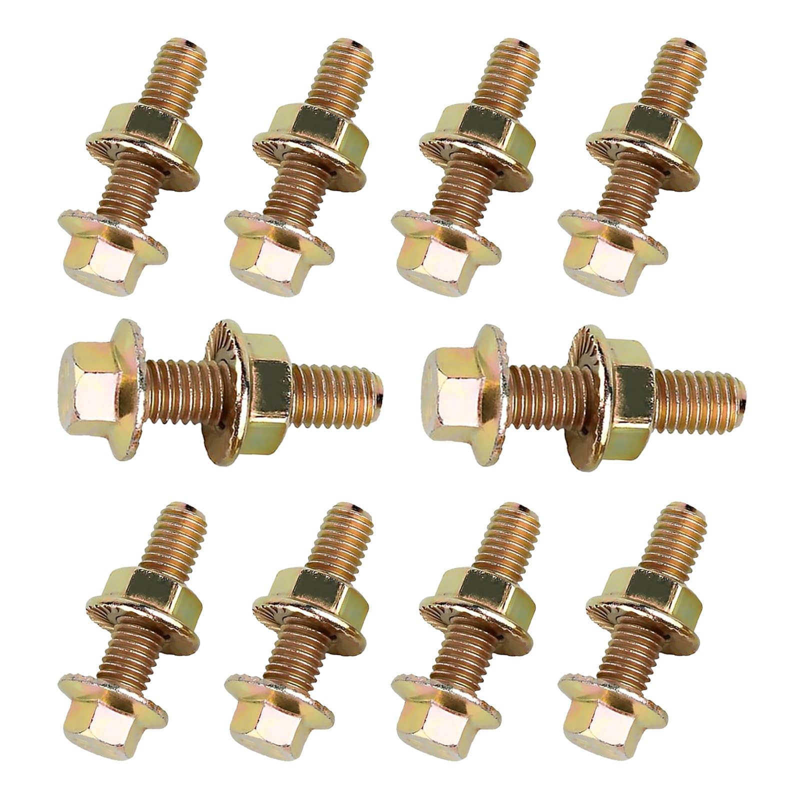 10 PCS Exhaust Manifold Bolts, M8 X 1.25 X 30Mm High Strength Carbon Steel Flang