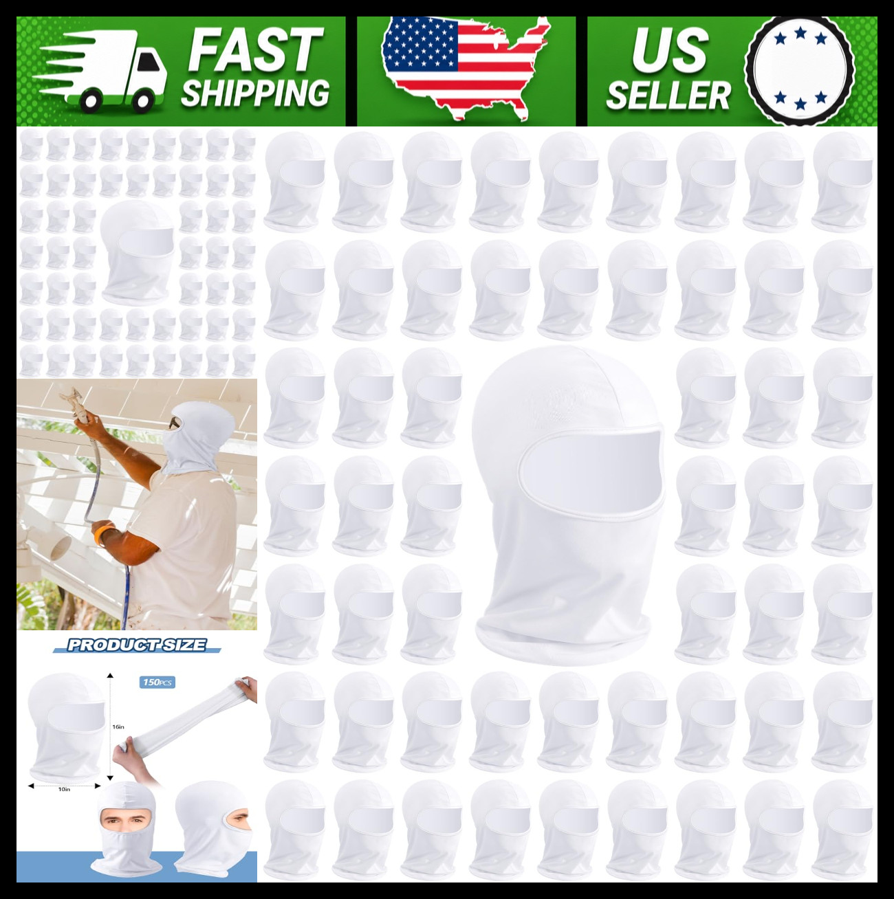 150 Pack Disposable Painter\'s Spray Sock Head Covers, White 150 Pack Disposable Painter\'s Spray Sock Head Covers, White
