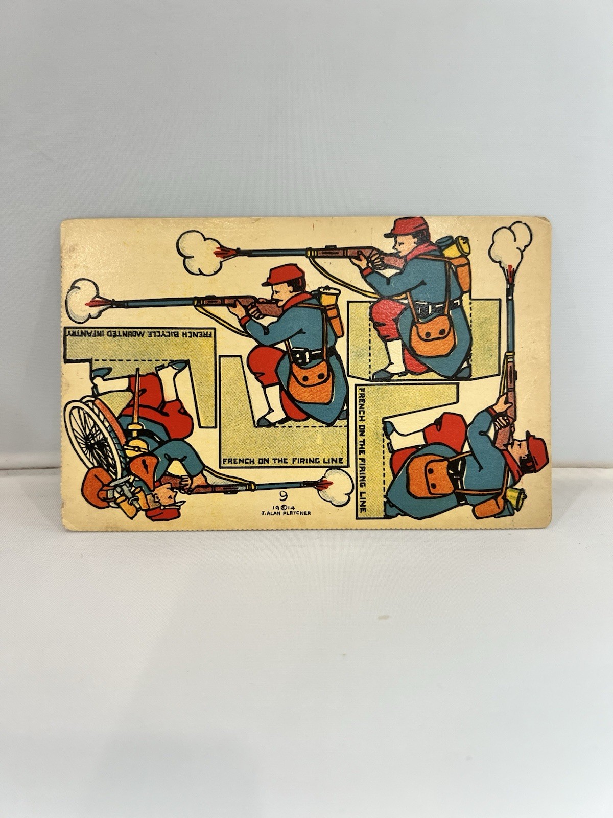 1914 Paper Postcard WW1 “French on the Firing Line” By J. Alan Fletcher