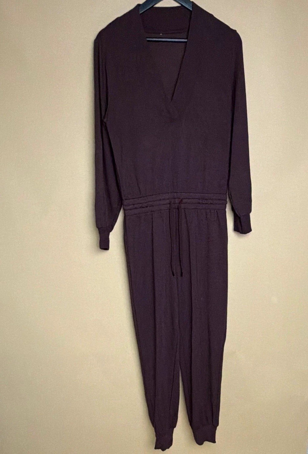 CALIA Women\'s M Brown Knit Cotton V-Neck Jumpsuit Drawstring. Soft and stretchy CALIA Women\'s M Brown Knit Cotton V-Neck Jumpsuit Drawstring. Soft and stretchy