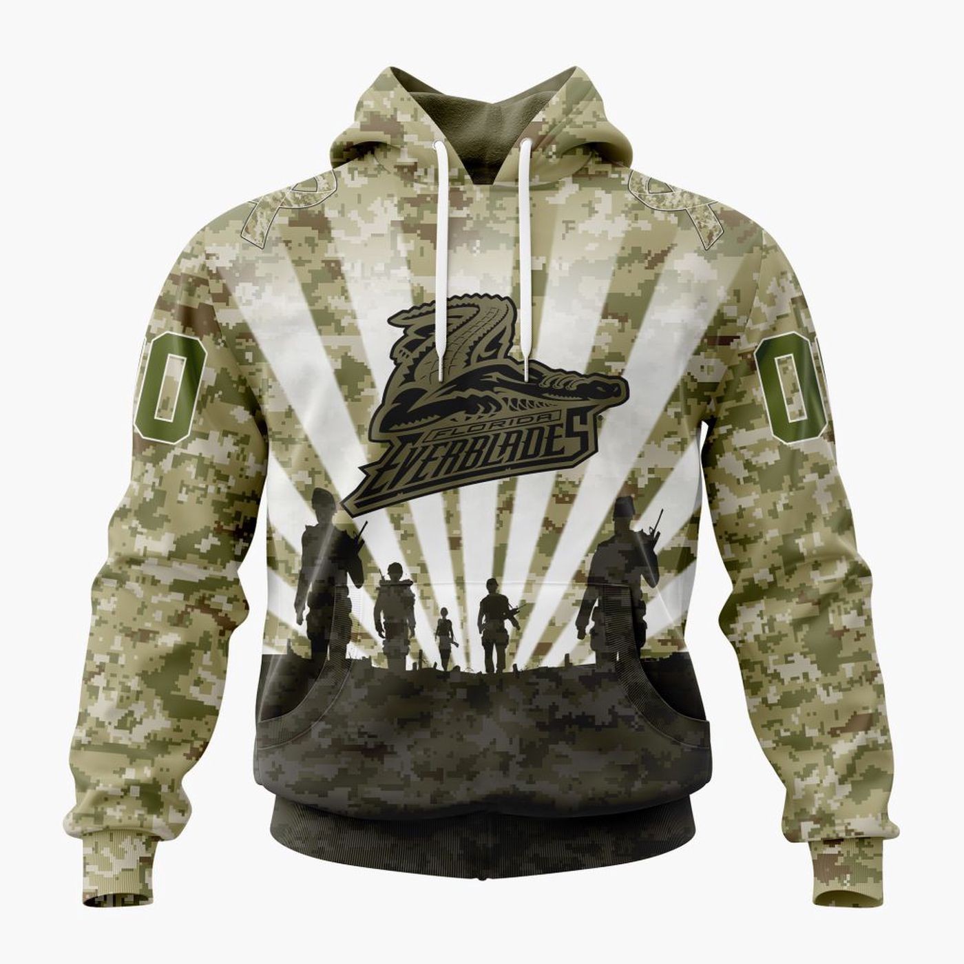Personalized Florida Everblades Hoodie/Zip Hoodie Special Camo Military Personalized Florida Everblades Hoodie/Zip Hoodie Special Camo Military