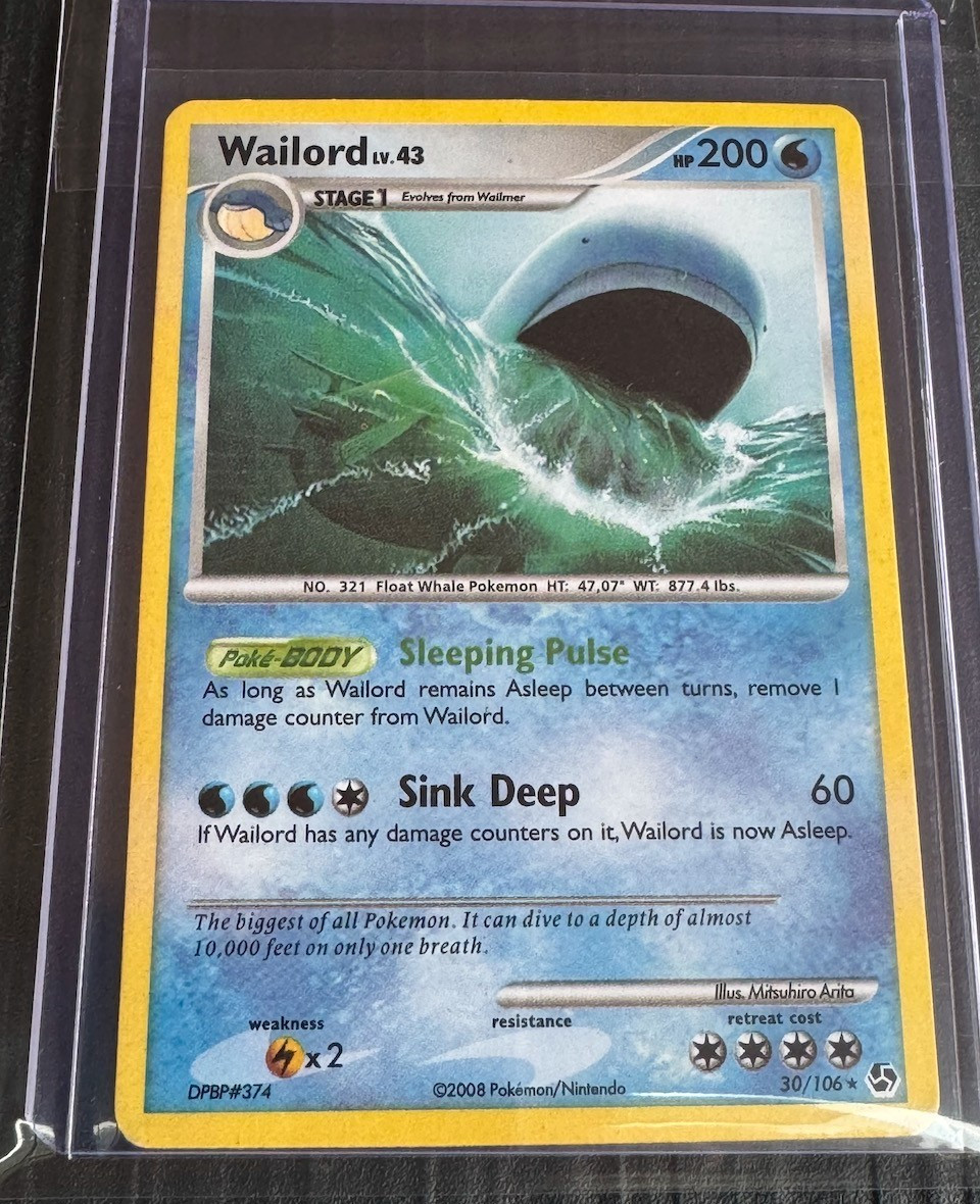 Pokemon Wailord 30/106 Great Encounters Rare 2008 English TCG 200 HP
