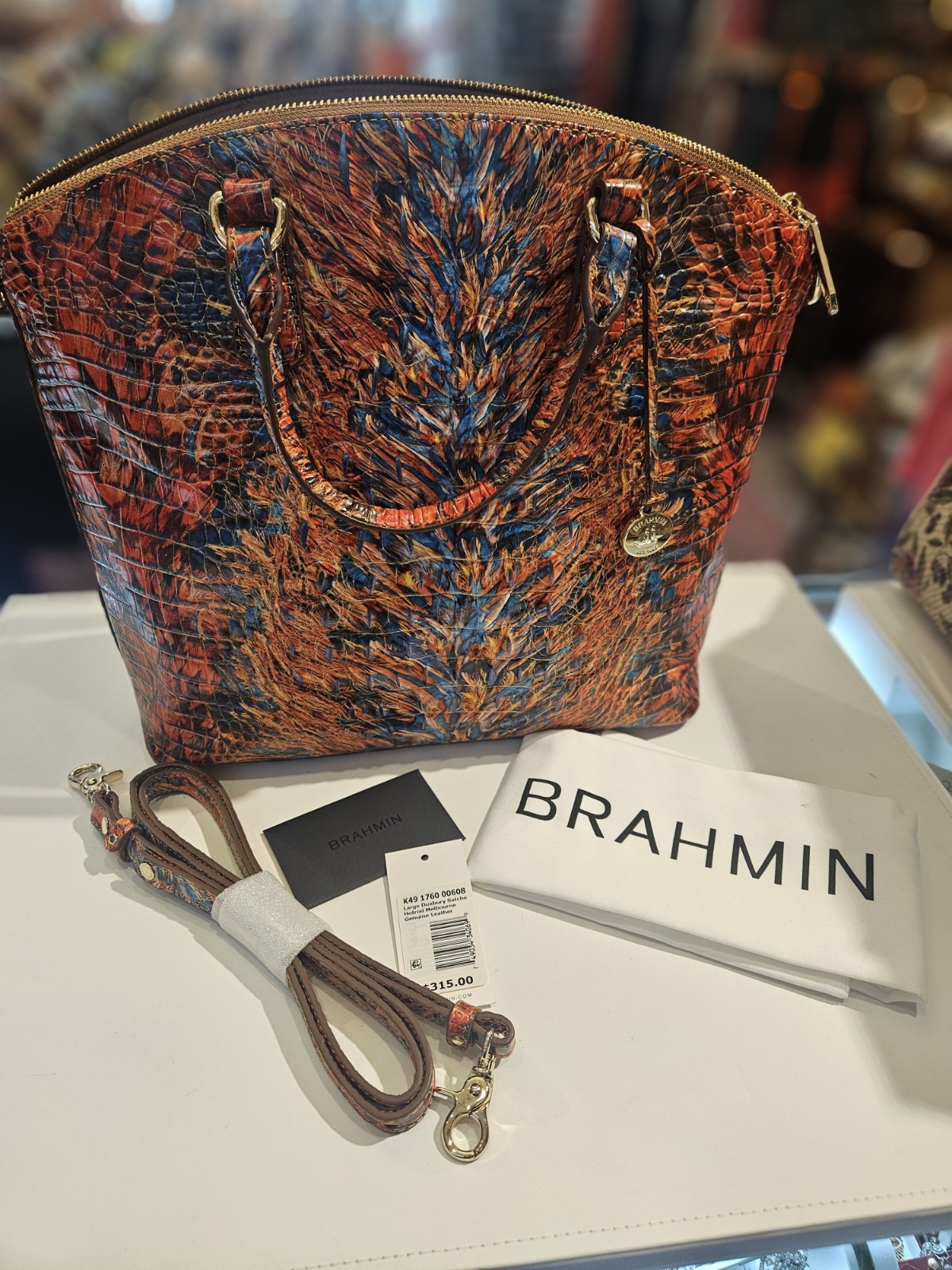 Brahmin Large Duxbury Satchel HOTROD MELBOURNE Embossed LEATHER NWTS