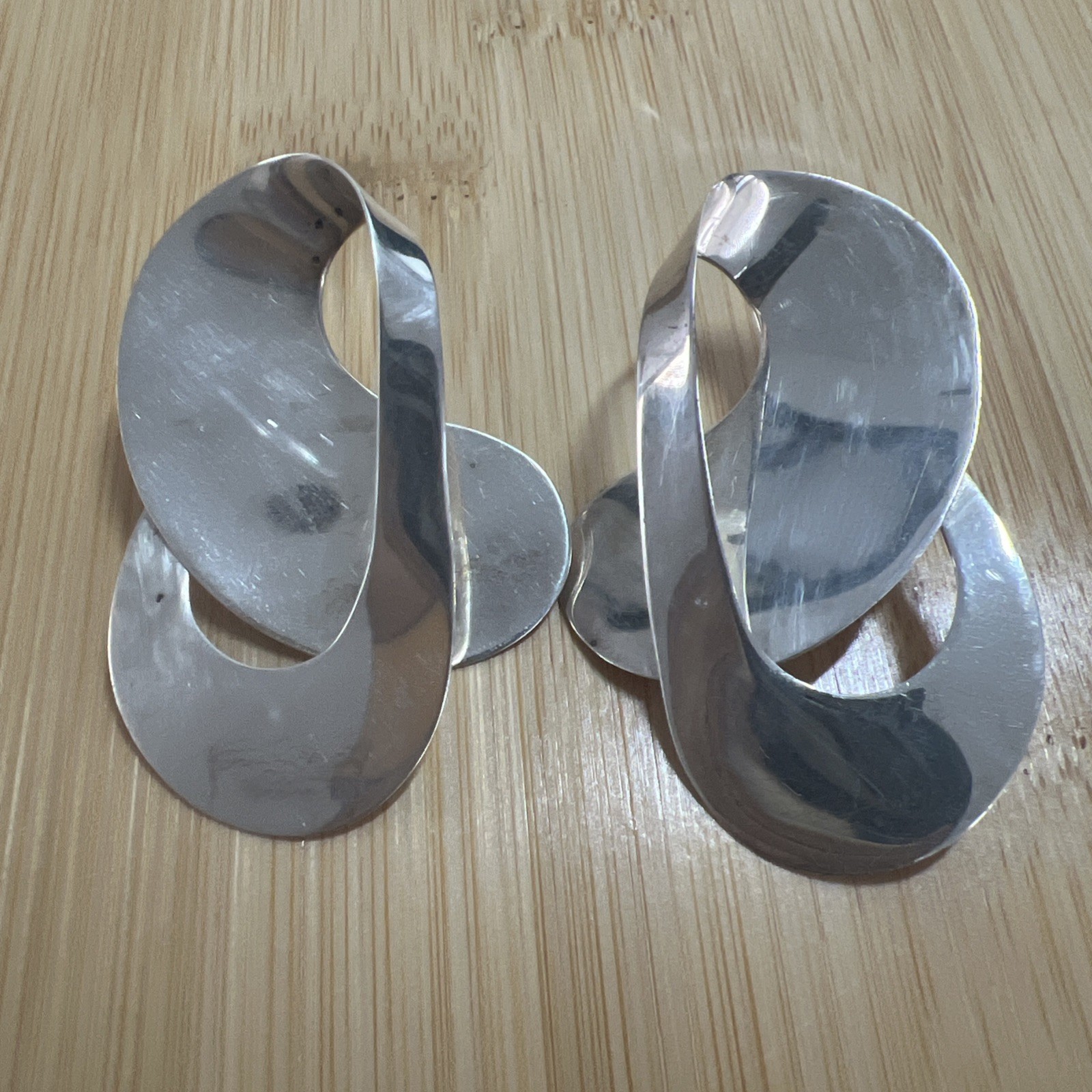 1970s Rare Vintage Burkhardt Birks Sterling 925 Modern Earrings. 1970s Rare Vintage Burkhardt Birks Sterling 925 Modern Earrings.