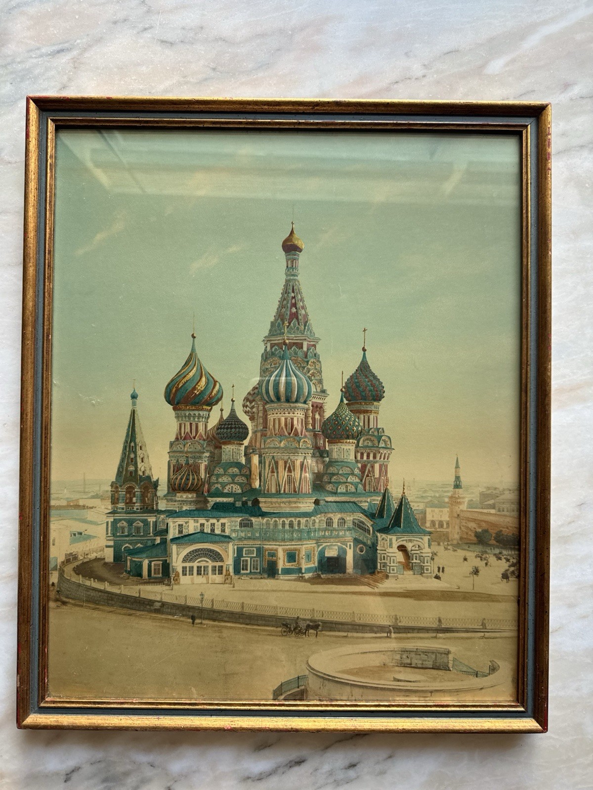 RARE J. DAZIARO MAMMOTH PLATE View of St. Basil's Cathedral C1880 HAND COLORED RARE J. DAZIARO MAMMOTH PLATE View of St. Basil's Cathedral C1880 HAND COLORED