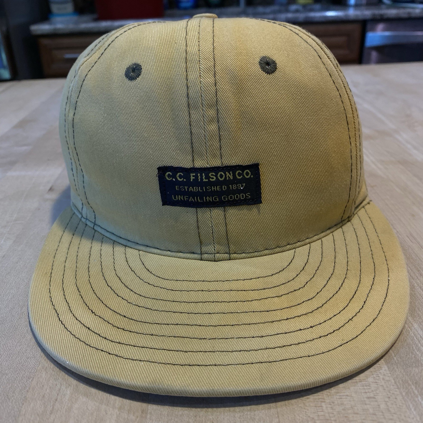 Filson x Ebbets Field Flannels Cap - Leather Strap, Made In USA & USA Flag Tag Filson x Ebbets Field Flannels Cap - Leather Strap, Made In USA & USA Flag Tag