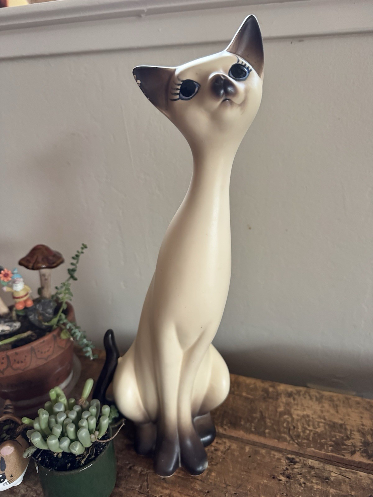 Vintage Napcoware C-6195 Siamese Cat 14” MCM Long Neck Figurine Japan