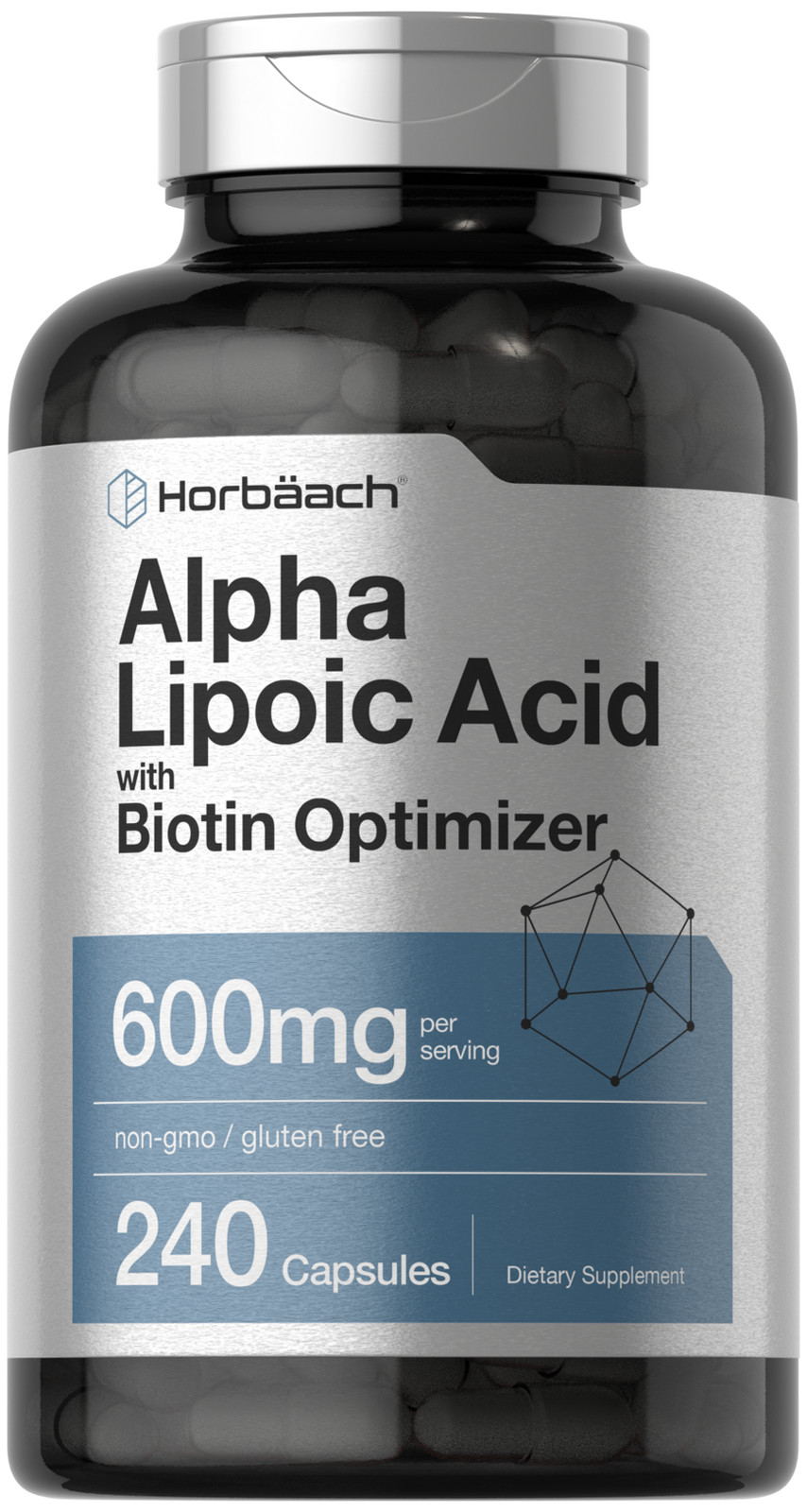 Alpha Lipoic Acid 600mg | 240 Capsules	| with Biotin Optimizer | by Horbaach
