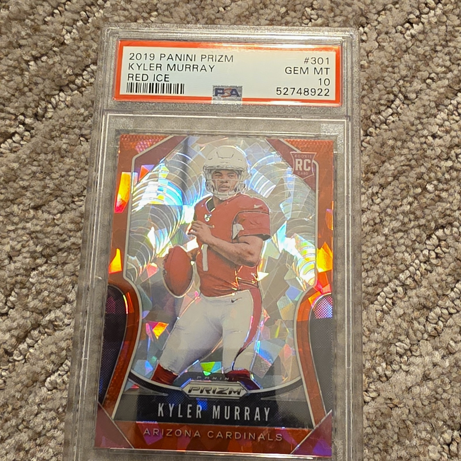 Panini Prizm Kyler Murray Arizona Cardinals Red Ice Prizm RC #301 PSA 10