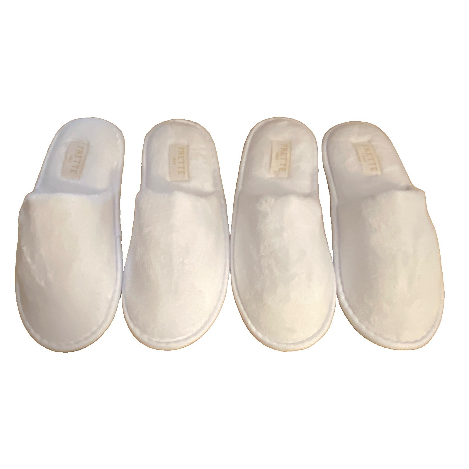 Frette 1860 Unisex White Slippers 2-pairs, each pair in Yaamava storage bag