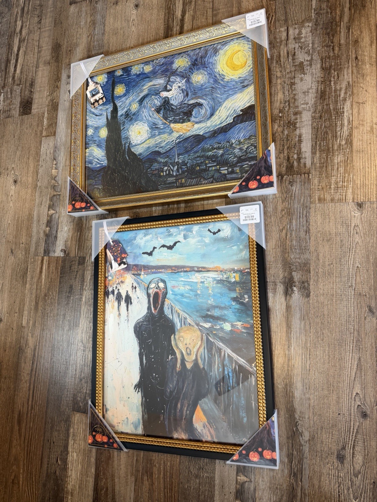 Marmont Hill Halloween Framed Starry Night Witch Screaming Pair Prints Lot 2 NEW