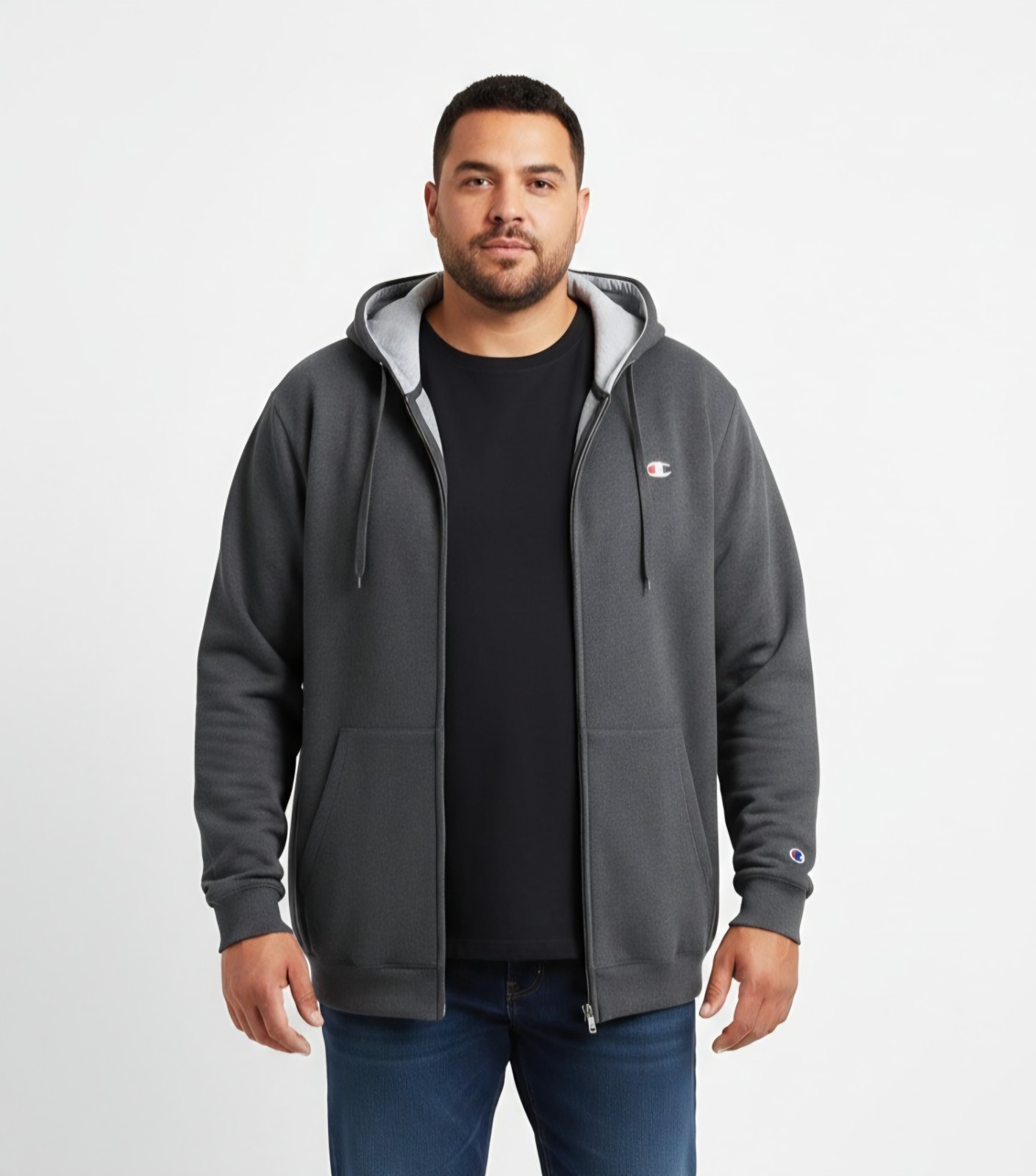 Champion Men’s Big & Tall Full-Zip Fleece Hoodie Granite Heather Gray NWT Champion Men’s Big & Tall Full-Zip Fleece Hoodie Granite Heather Gray NWT