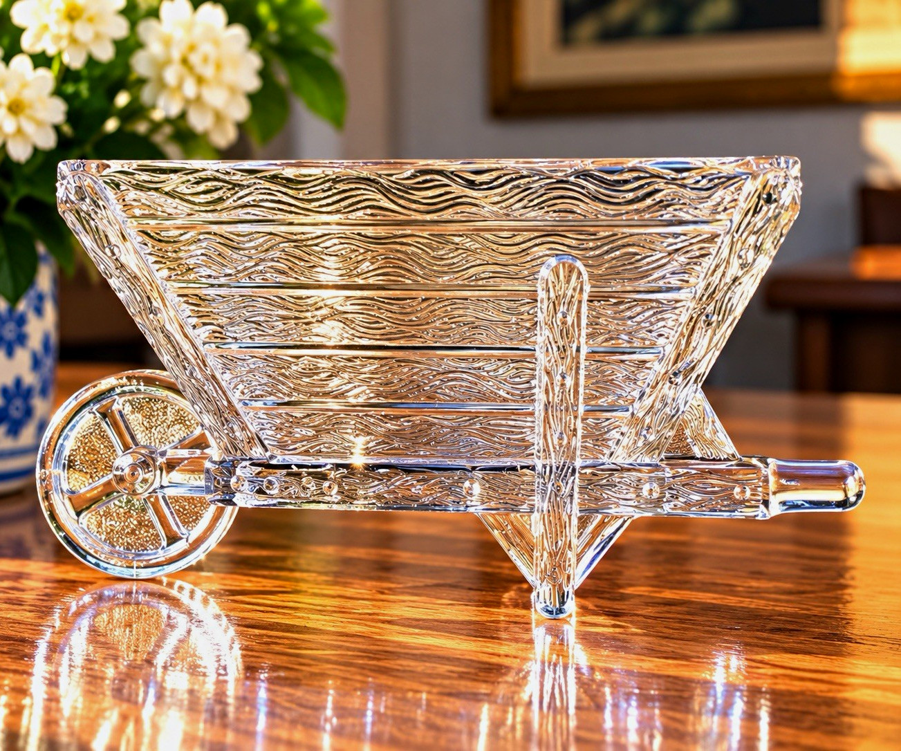 RARE W H Heppell c1880 Victorian Pressed Glass Wheelbarrow Antique UK