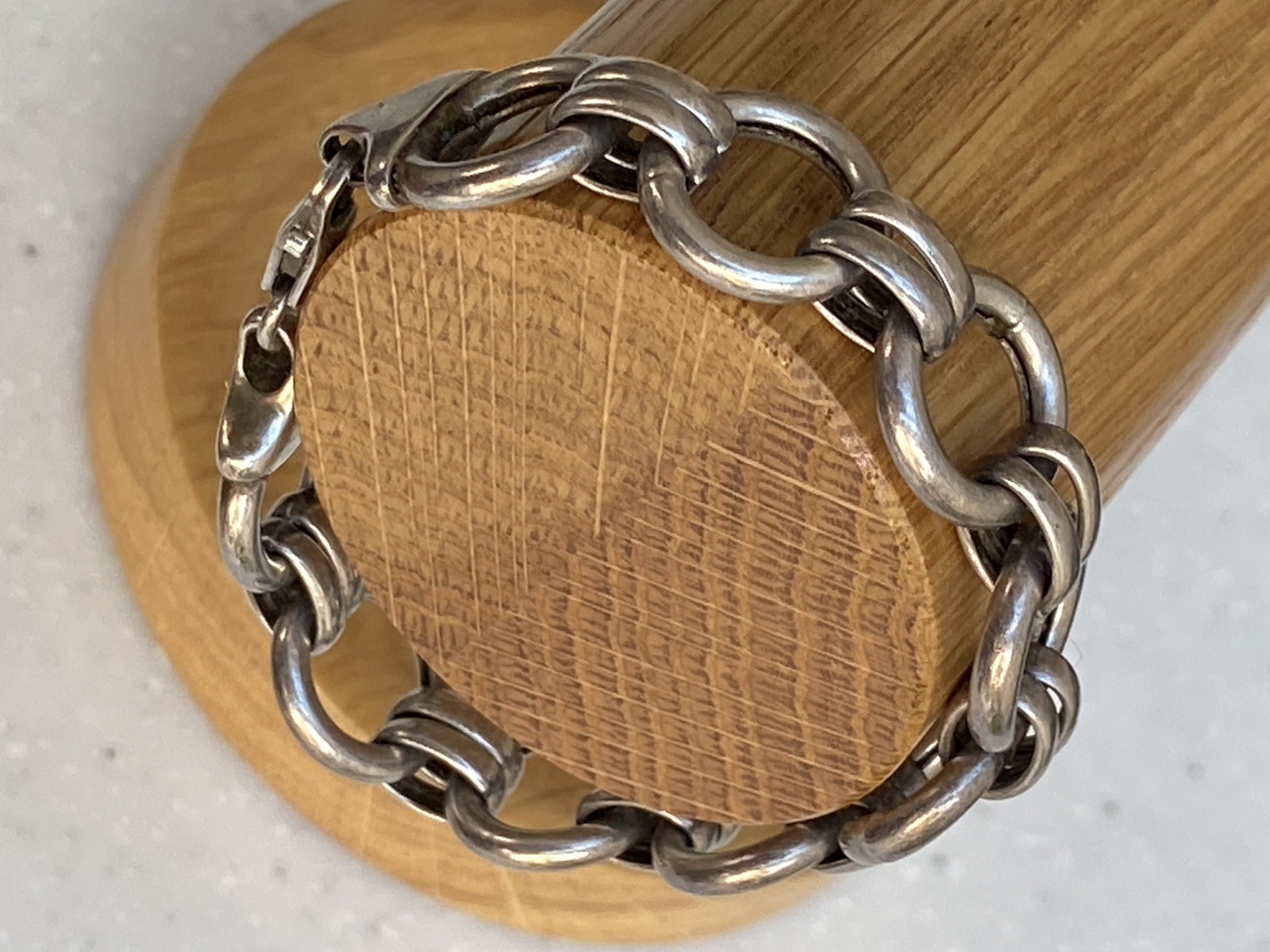 Vintage Sterling 925 Silver Double Link Chunky Bracelet 