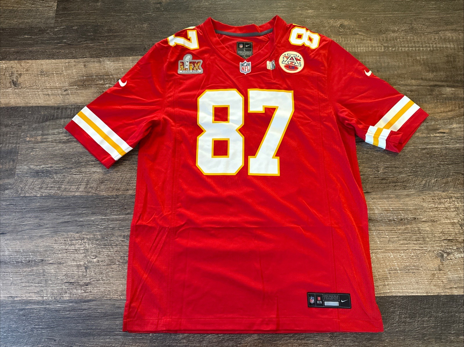 Nike Men’s Travis Kelce Super Bowl LIX Chiefs Red Game Version Jersey Large L