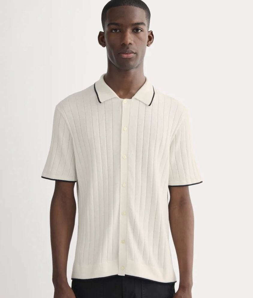 Everlane The No-Sweat Button-Down Polo Men\'s Size XL in Heathered Canvas NWT