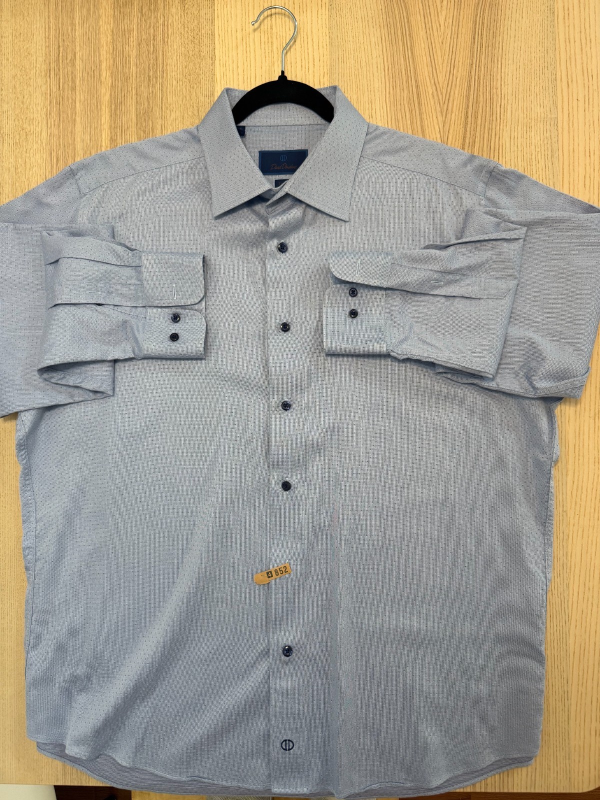David Donahue Dress Shirt Mens 17.5  34/35 Trim Fit Blue 100% Cotton