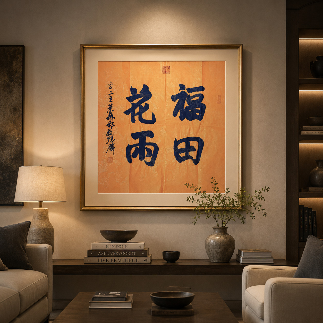 Original Chinese Calligraphy Fu Tian Hua Yu Buddhist Blessing Wall Art 27\