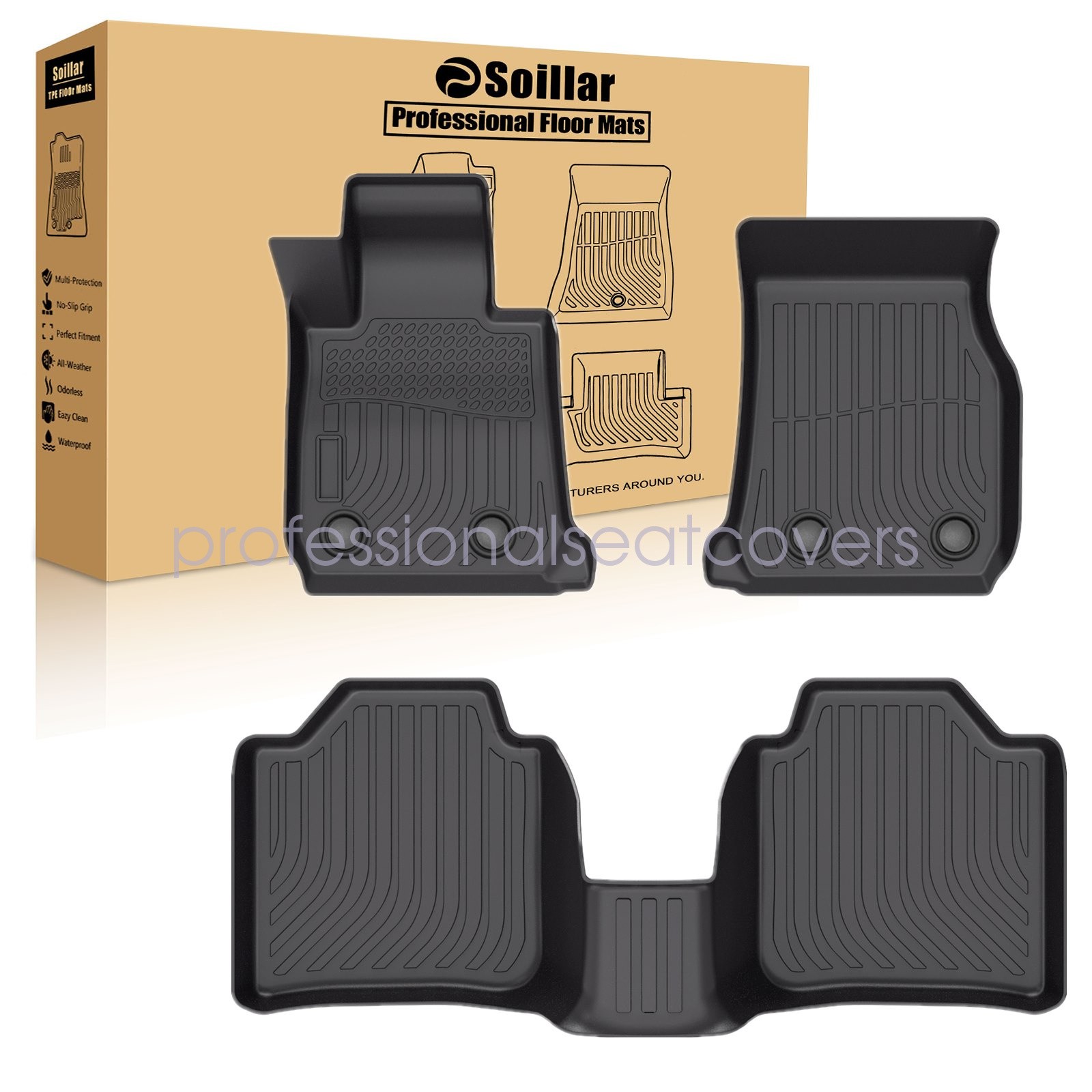 Fits 2012-2018 BMW 3 Series F30 AWD TPE 3D Front & 2nd Row Floor Mats Liner Set