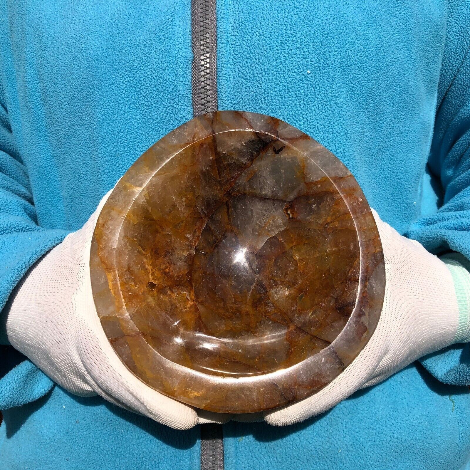 3.3 LB Natural Yellow Gum Flower Quartz Crystal Bowl Mineral - Madagascar