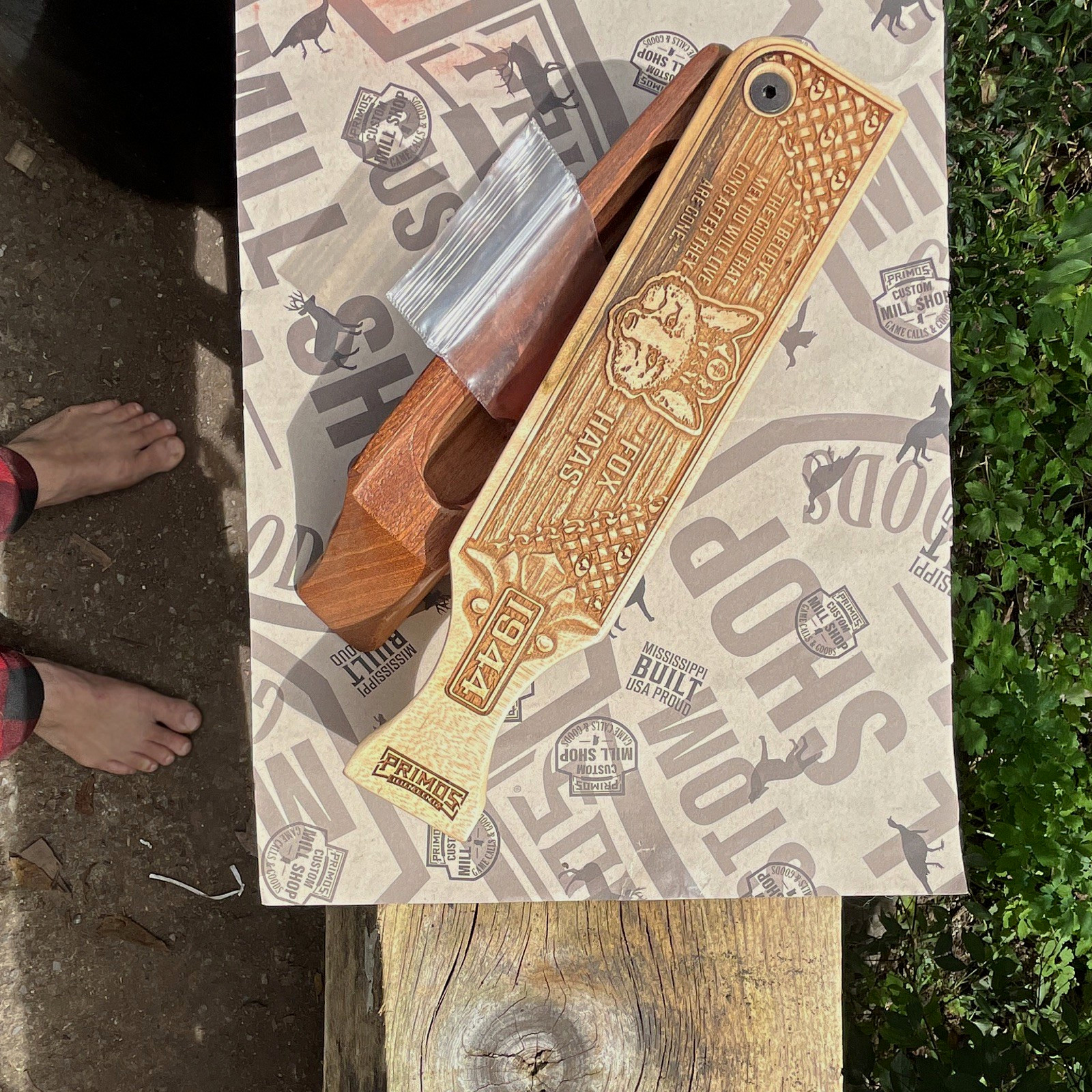 PRIMOS Custom Mill Shop Engraved turkey box call FOX HAAS 1944 PRIMOS Custom Mill Shop Engraved turkey box call FOX HAAS 1944