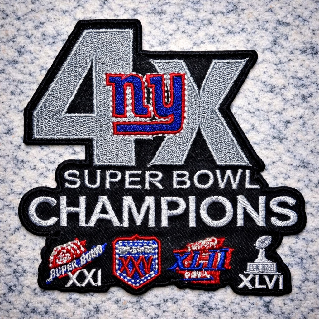 NYG GIANTS 4X SUPER BOWL CHAMPIONS NFL EMBROIDERED IRON ON PATCH 3.5\