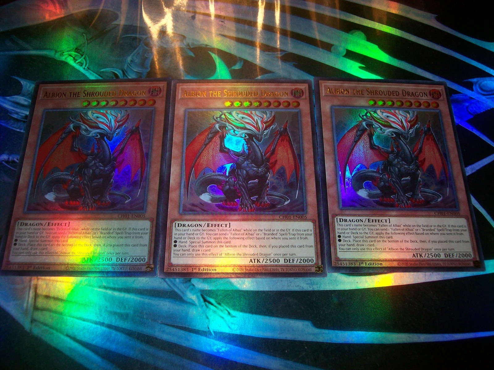 3x Albion the Shrouded Dragon 1st Edition Ultra Rare CH01-EN005 Yu-Gi-Oh