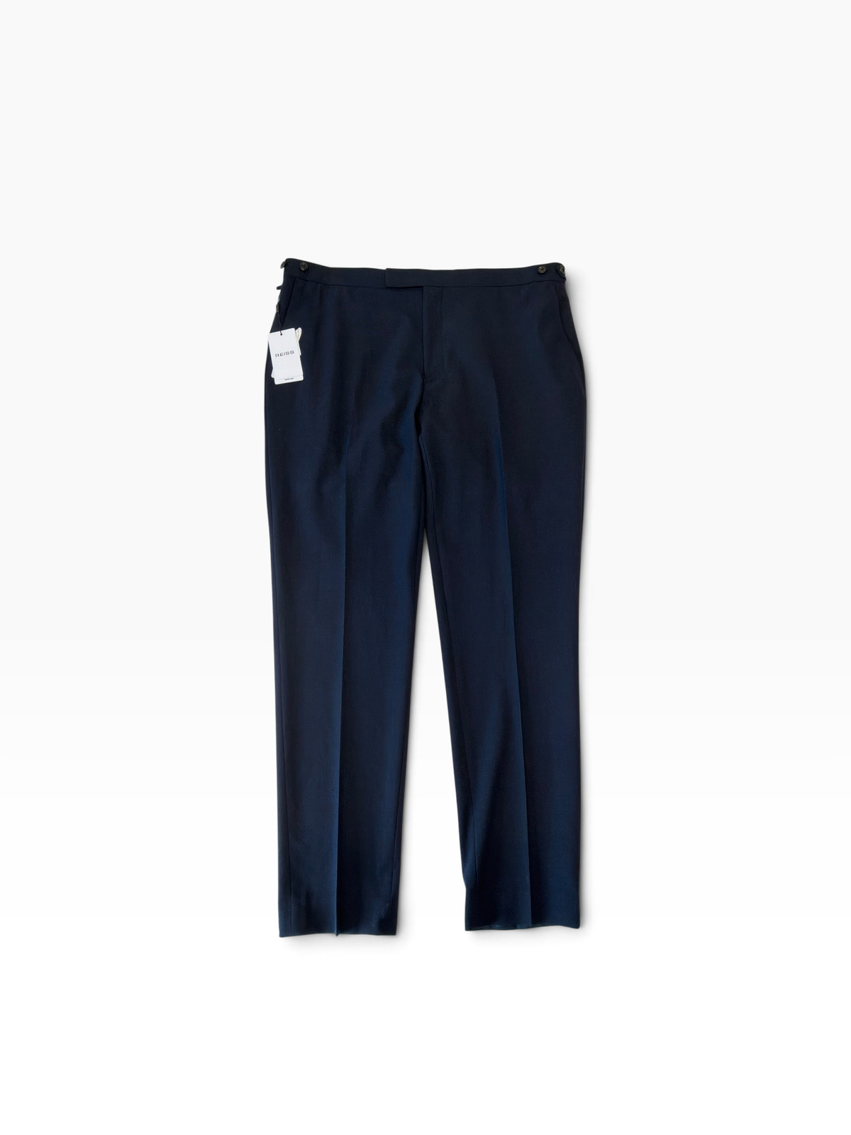 Reiss Mens Regular fit Wool Dress Pants 38 / 34 Navy Solid