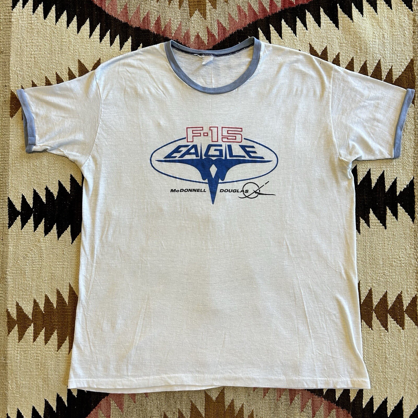Vintage 1970s McDonnell Douglas F-15 Eagle Ringer Tshirt Sz XL Vintage 1970s McDonnell Douglas F-15 Eagle Ringer Tshirt Sz XL