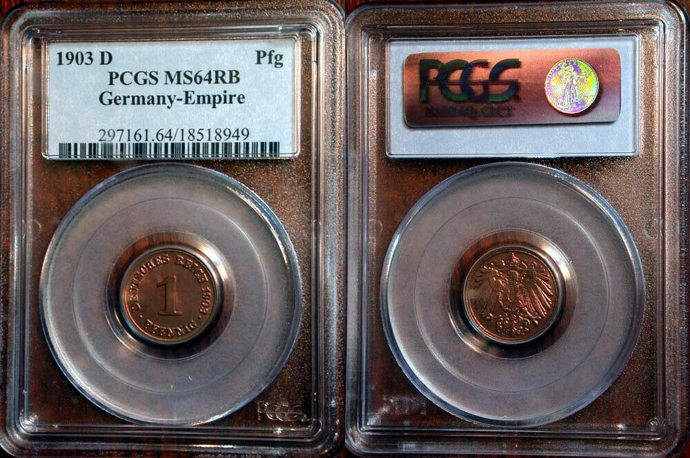 1903-D Germany Pfennig PCGS MS64 RB - 117 Years Old Historical Artifact